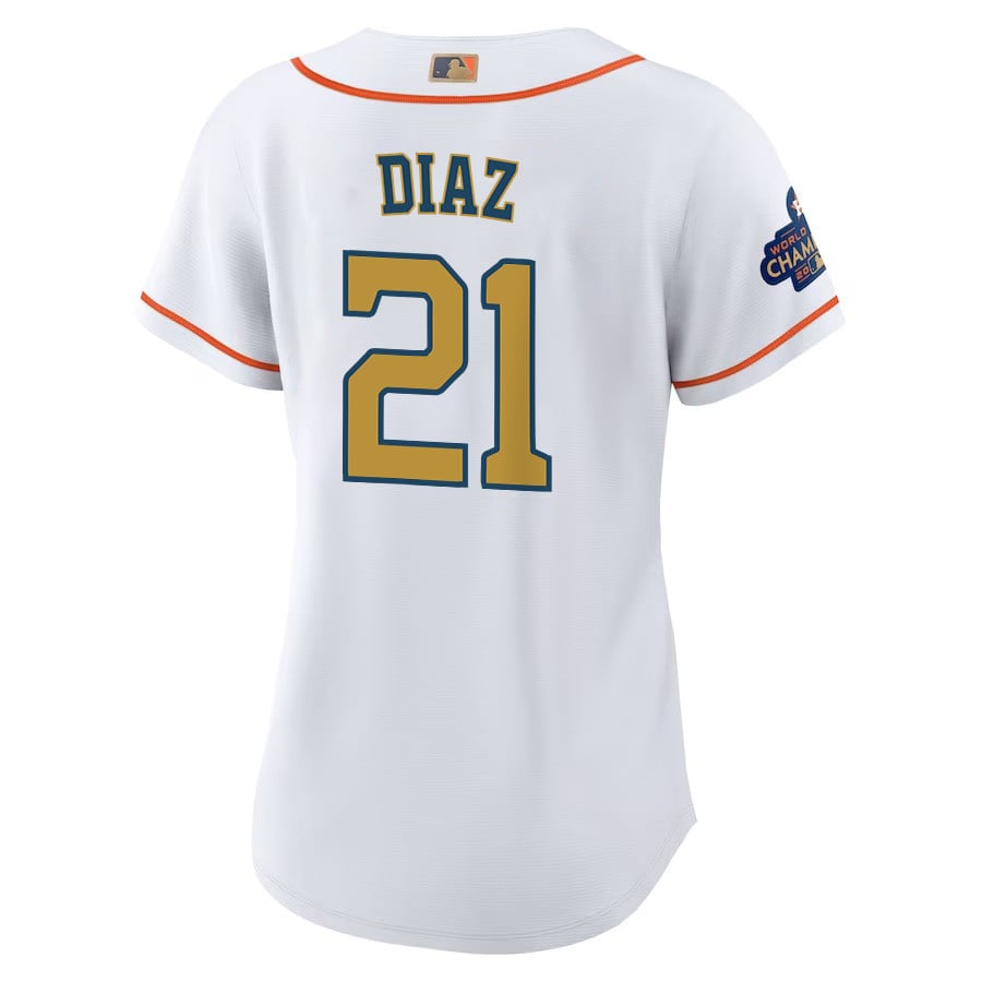 Yainer Diaz 21 Houston Astros 2023 Women Jersey - White/Gold