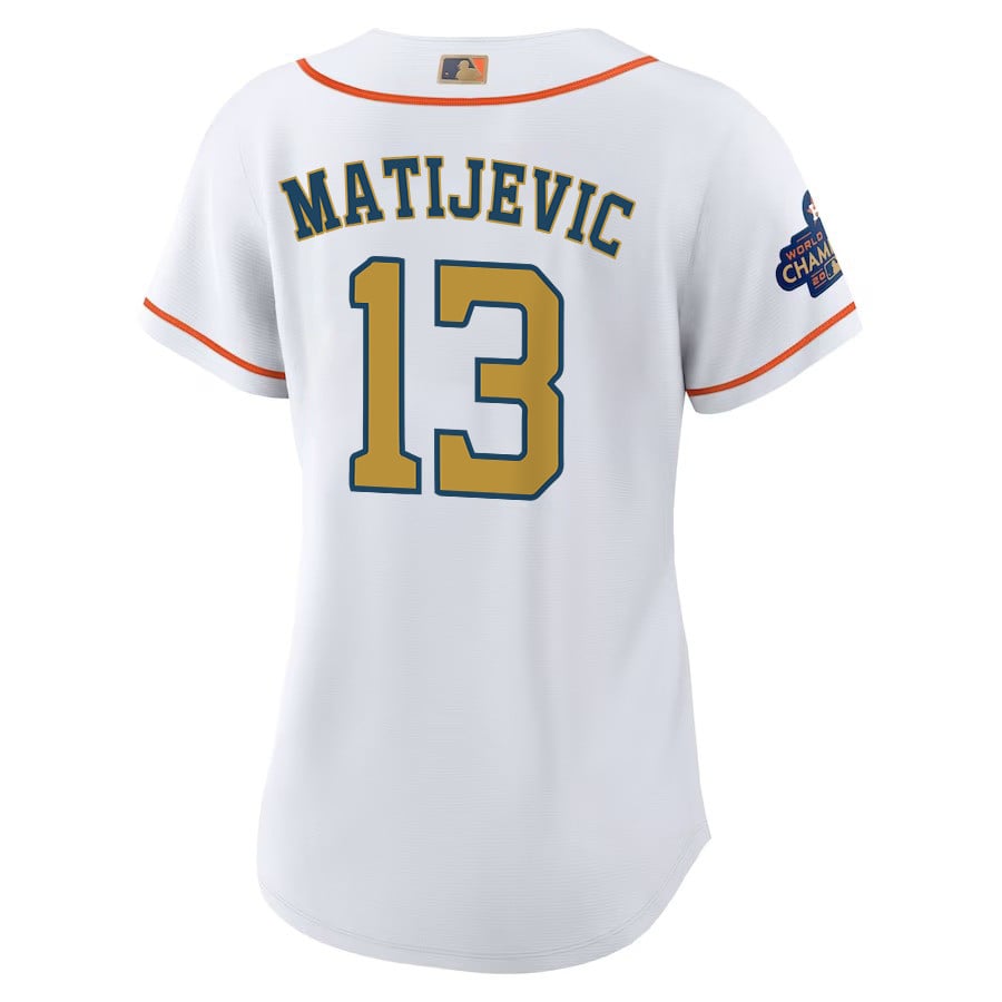 J.J. Matijevic 13 Houston Astros 2023 Women Jersey - White/Gold
