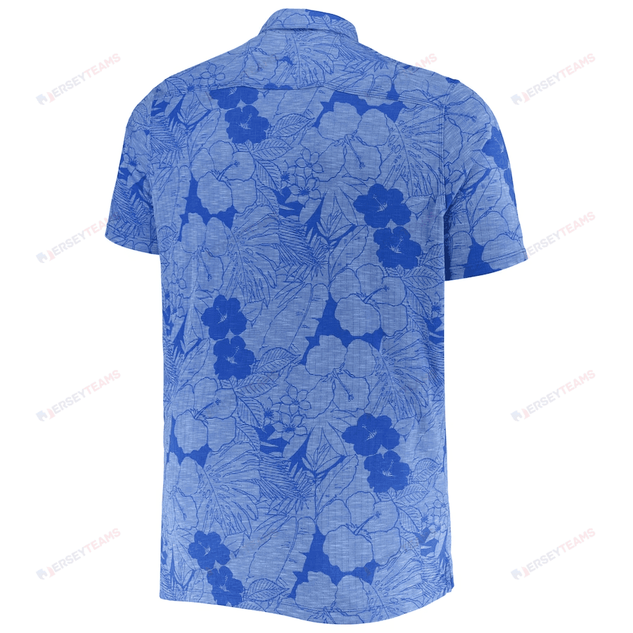 Detroit Lions Men Polo Shirt Floral Flowers Pattern Printed - Blue