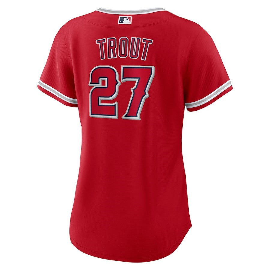 Mike Trout 27 Los Angeles Angels Women's Alternate Player Jersey - Red