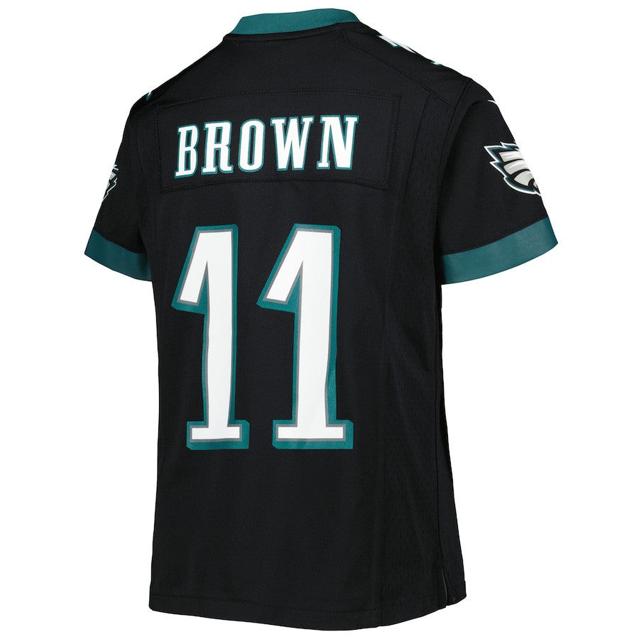 A.J. Brown 11 Philadelphia Eagles Game Youth Jersey - Black
