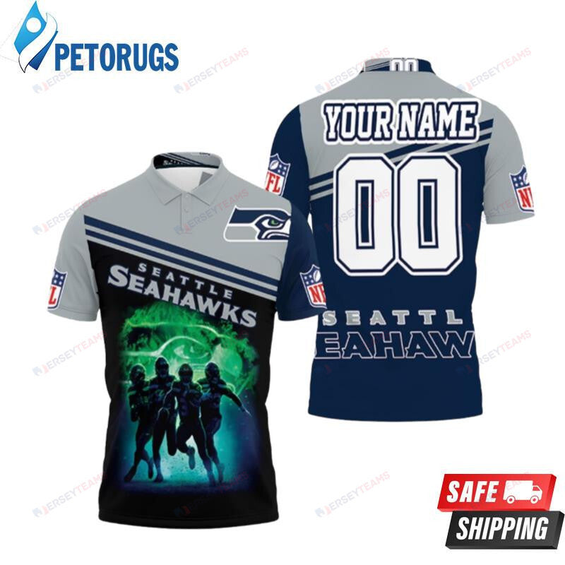 Seattle Seahawks Legend Players Custom Name & Number Printed Polo Shirt
