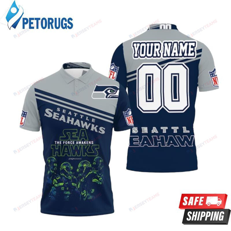 Seattle Seahawks Players The Force Awaken Custom Name & Number Printed Polo Shirt