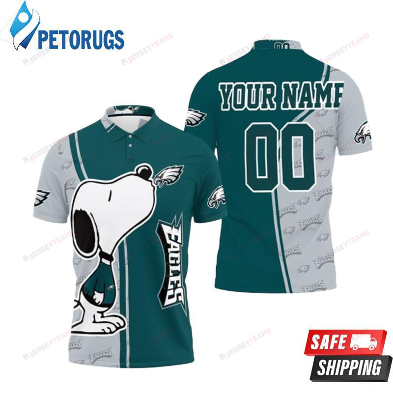 Philadelphia Eagles Snoopy Custom Name & Number Printed Polo Shirt