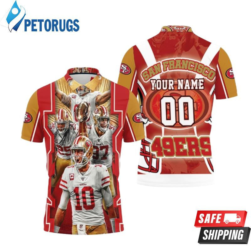 San Francisco 49ers Design Super Bowl Nfc Champions Custom Name & Number Printed Polo Shirt