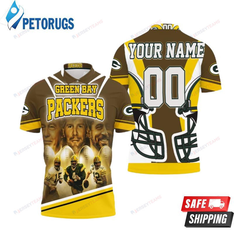 Bart Starr 15 Brett Favre 4 Aaron Rodgers 12 Green Bay Packers Poster Custom Name & Number Printed Polo Shirt