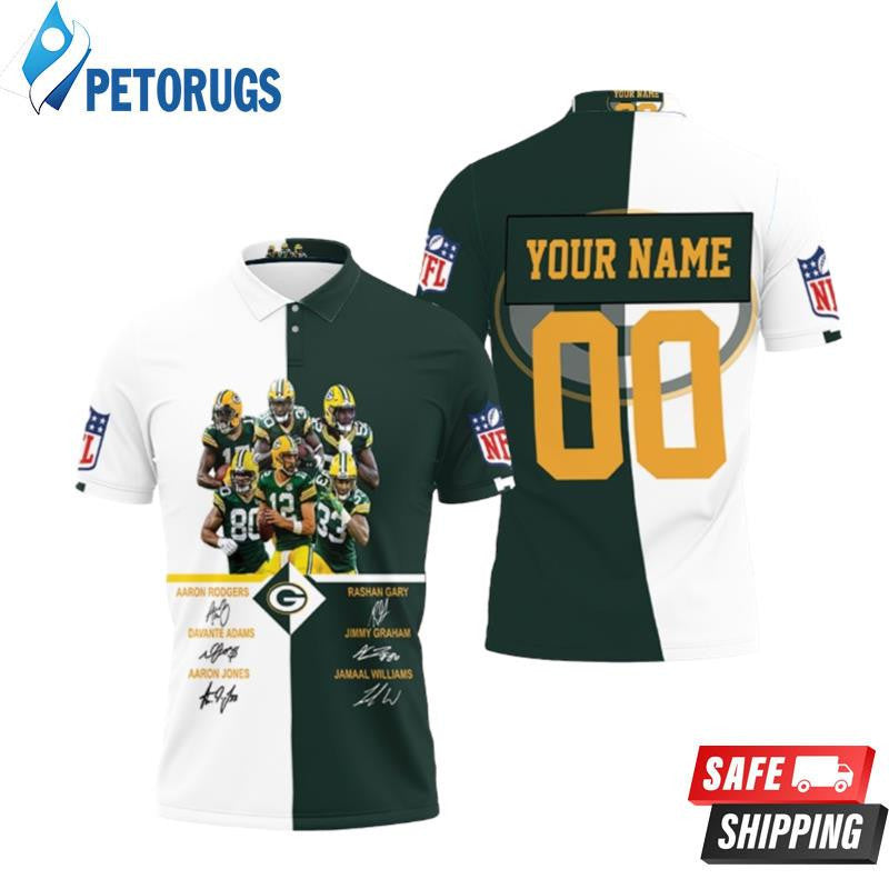 Green Bay Packers Signed Custom Name & Number Printed Polo Shirt