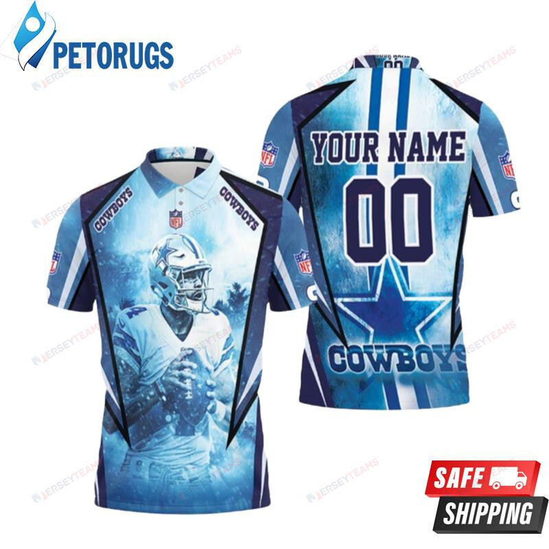 Dak Prescott 4 Dallas Cowboys Custom Name & Number Printed Polo Shirt