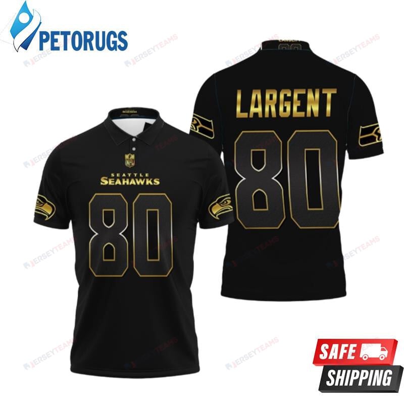Steve Largent 80 Seattle Seahawks American Football Team Black Golden Printed Polo Shirt