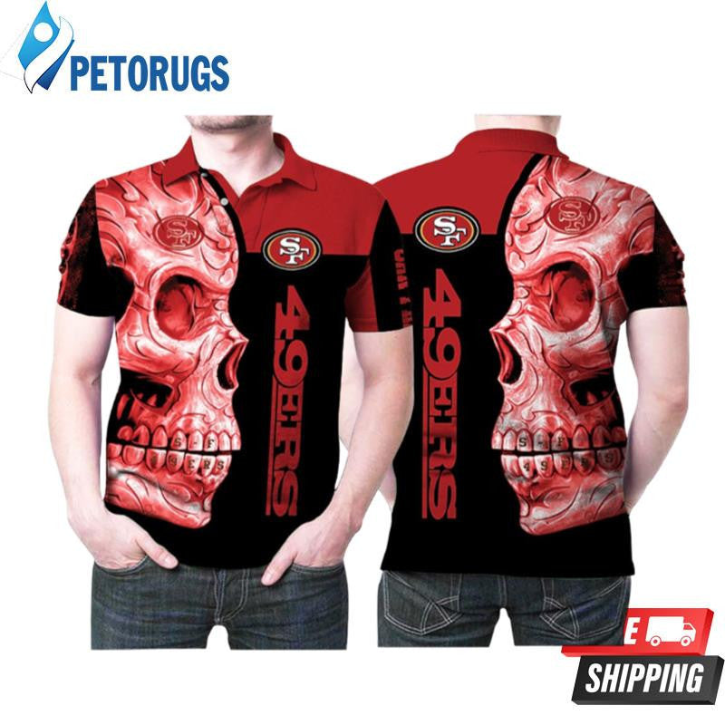 Sugar Skull San Francisco 49ers Flower Pattern Printed Polo Shirt