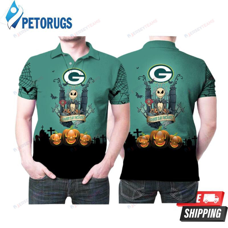 Jack Skellington Green Bay Packers American Football Team Logo Printed Polo Shirt