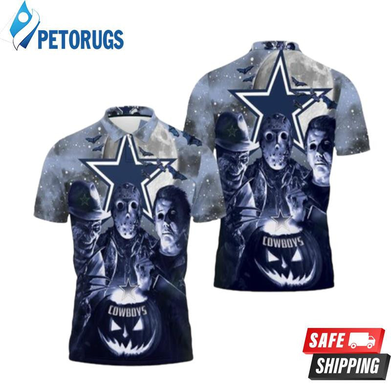 Freddy Jason Michael Myers Love Dallas Cowboys Pumpkin Head Halloween Printed Polo Shirt