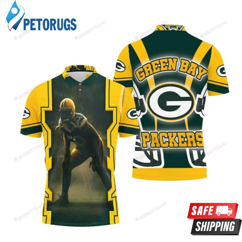 A. J. Hawk 50 Green Bay Packers Printed Polo Shirt