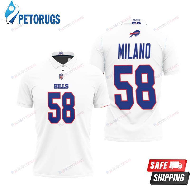 Buffalo Bills Matt Milano 58 Great Player American Football Team Game White Printed Polo Shirt