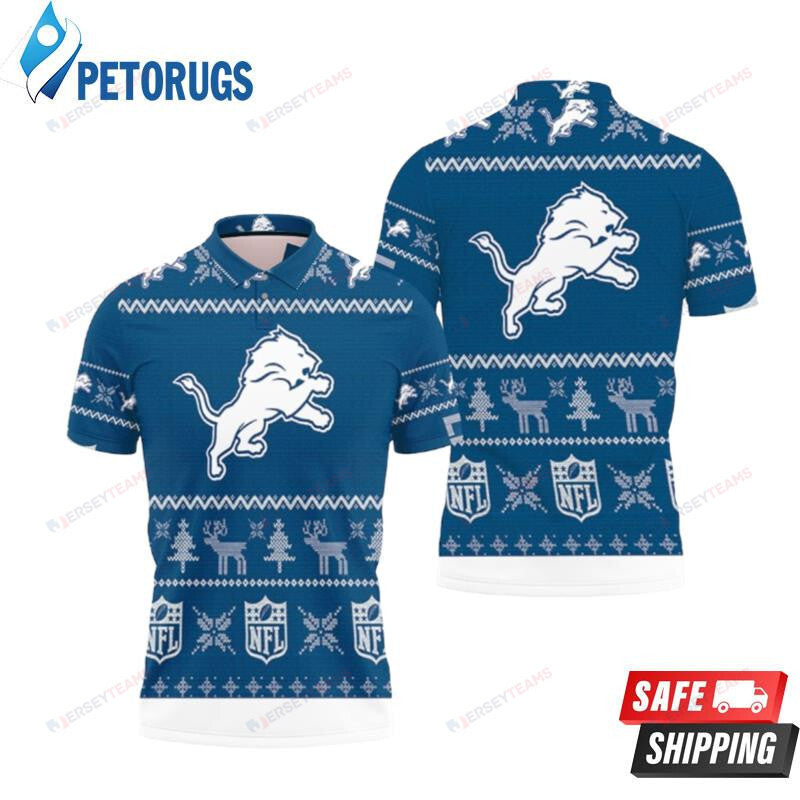 Detroit Lions Ugly Sweat Christmas Printed Polo Shirt