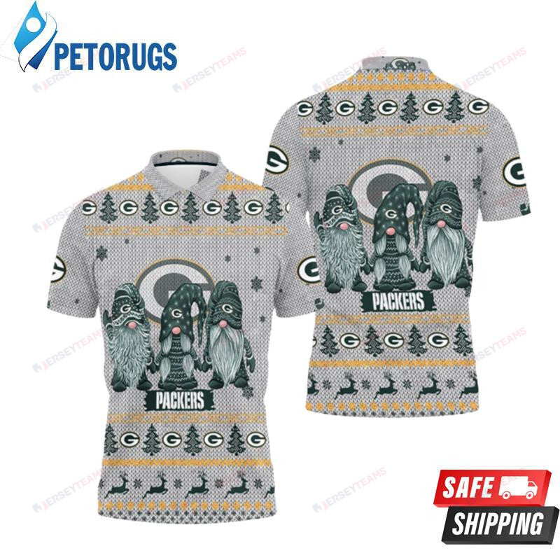 Christmas Gnomes Green Bay Packers Ugly Printed Polo Shirt