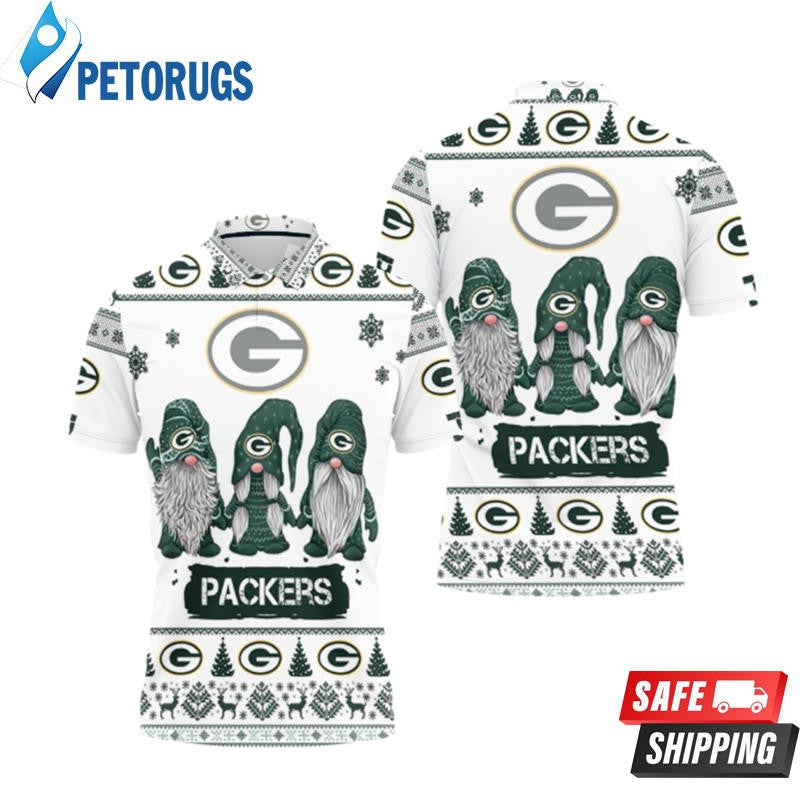 Christmas Gnomes Green Bay Packers Ugly Sweat Printed Polo Shirt