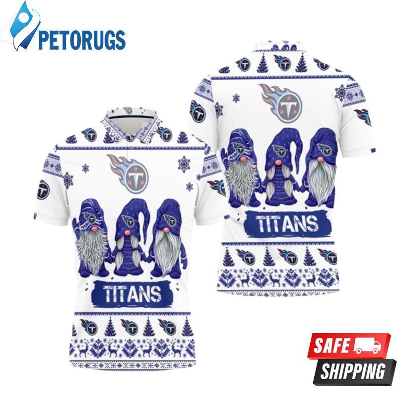 Christmas Gnomes Tennessee Titans Ugly Sweat Printed Polo Shirt