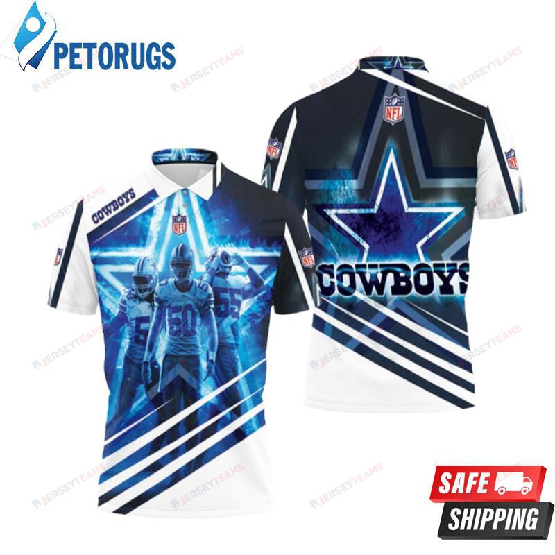 Dallas Cowboys Jaylon Smith 54 Sean Lee 50 Leighton Vander Esch 55 Printed Polo Shirt