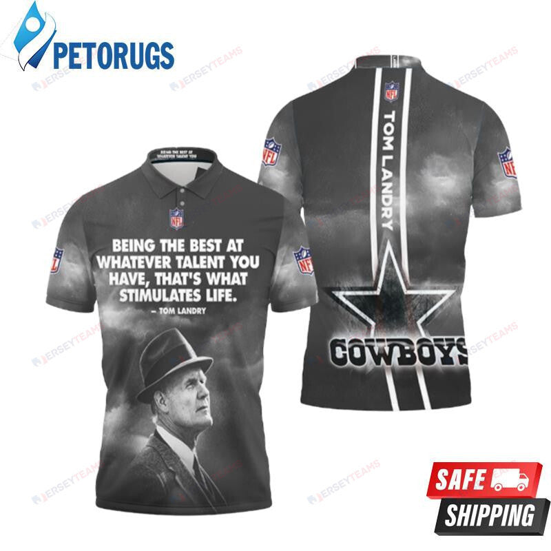 Dallas Cowboys Tom Landry Quote Printed Polo Shirt