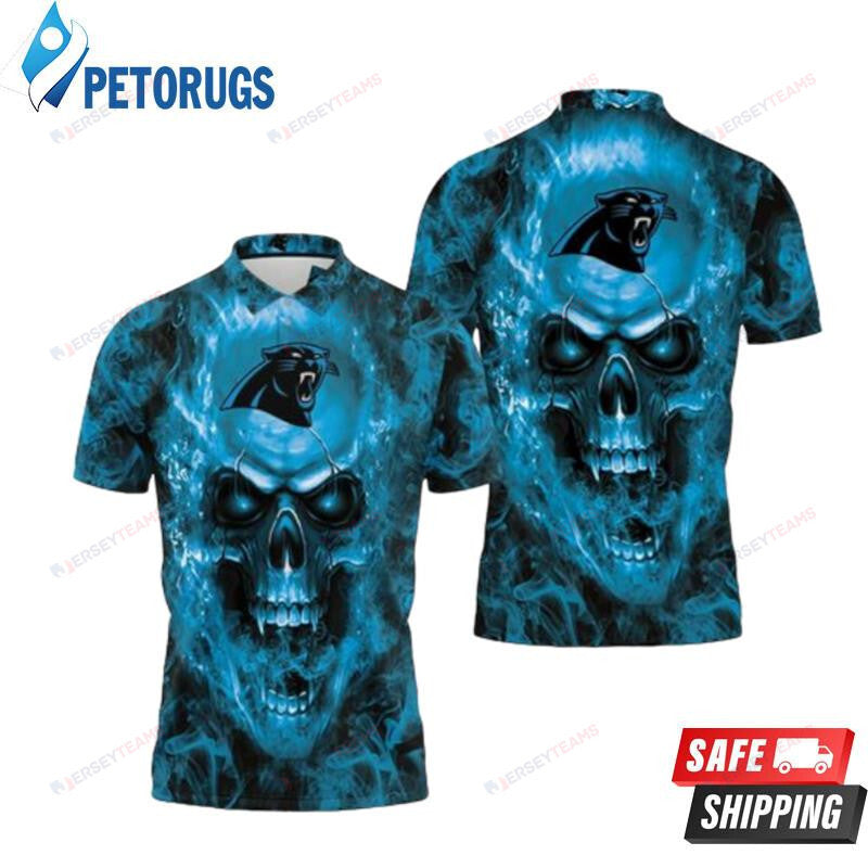 Carolina Panthers Steelers Skull Printed Polo Shirt