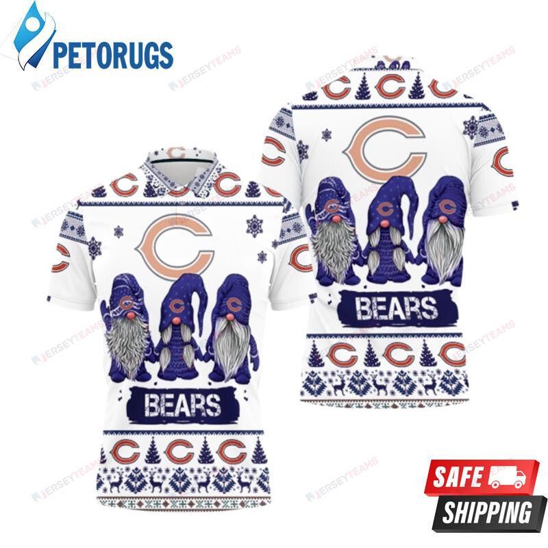 Christmas Gnomes Chicago Bears Ugly Sweat Printed Polo Shirt