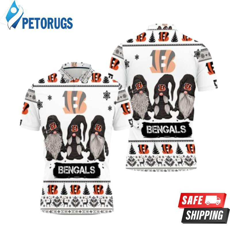 Christmas Gnomes Cincinnati Bengals Ugly Sweat Printed Polo Shirt