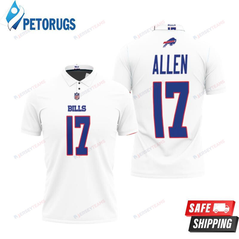 Buffalo Bills Josh Allen #17 Great Player American Football Team Game White Printed Polo Shirt