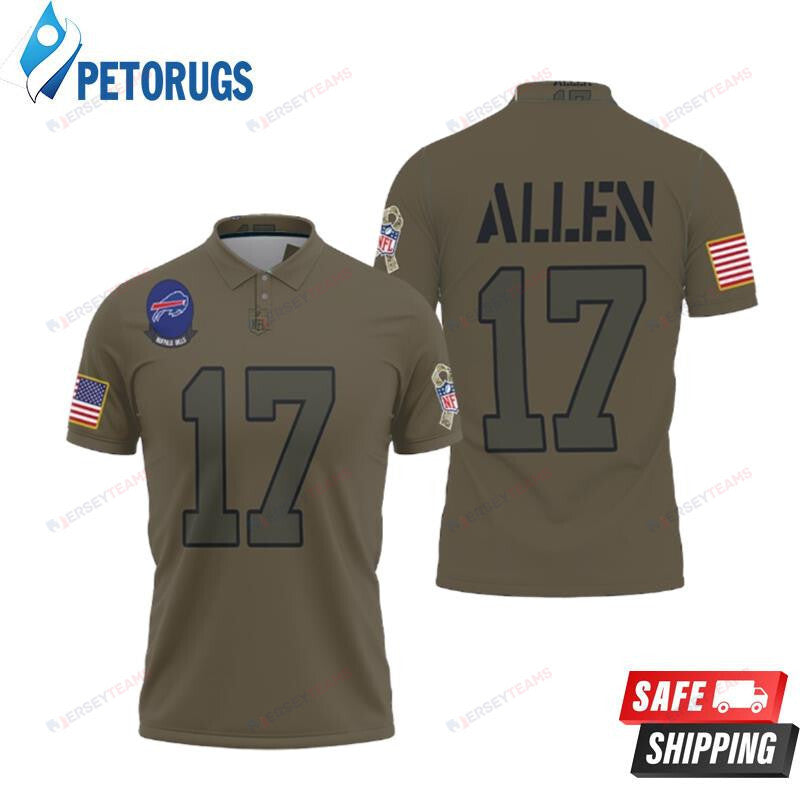 Buffalo Bills Josh Allen #17 Great Player Camo 2019 Salute To Service Printed Polo Shirt