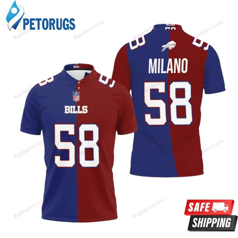Buffalo Bills Matt Milano #58 Great Player Vapor Limited Royal Red Two Tone Style Printed Polo Shirt