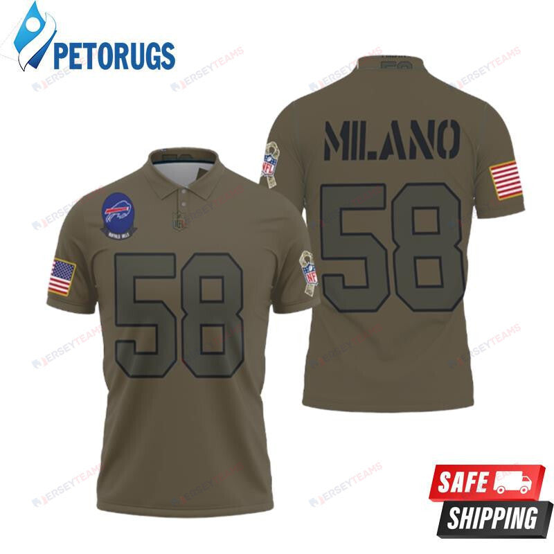 Buffalo Bills Matt Milano #58 Great Player Camo 2019 Salute To Service Printed Polo Shirt