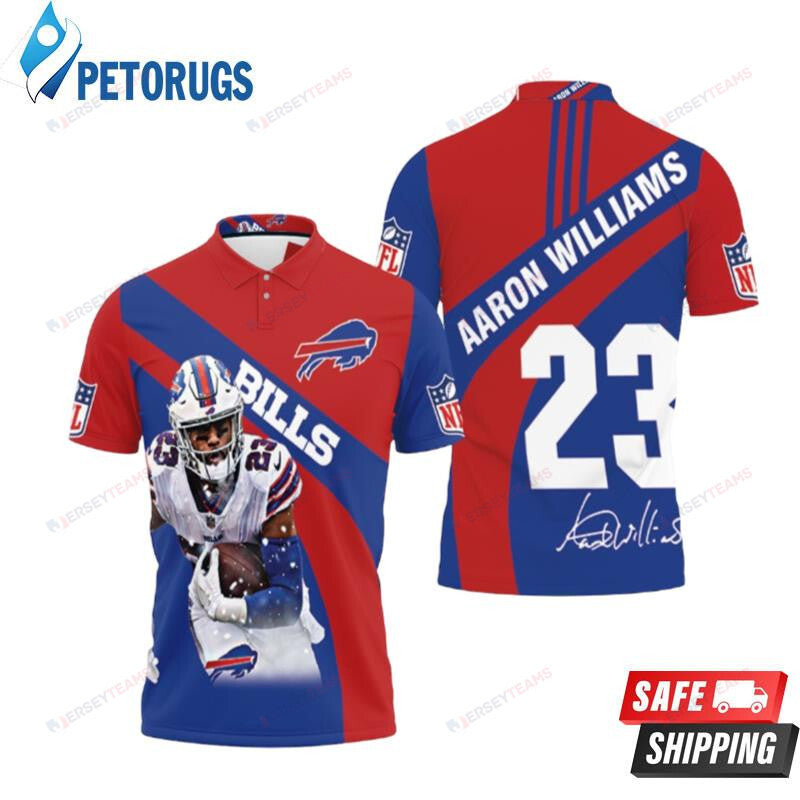 Buffalo Bills Number 23 Aaron Williams With Sign Printed Polo Shirt