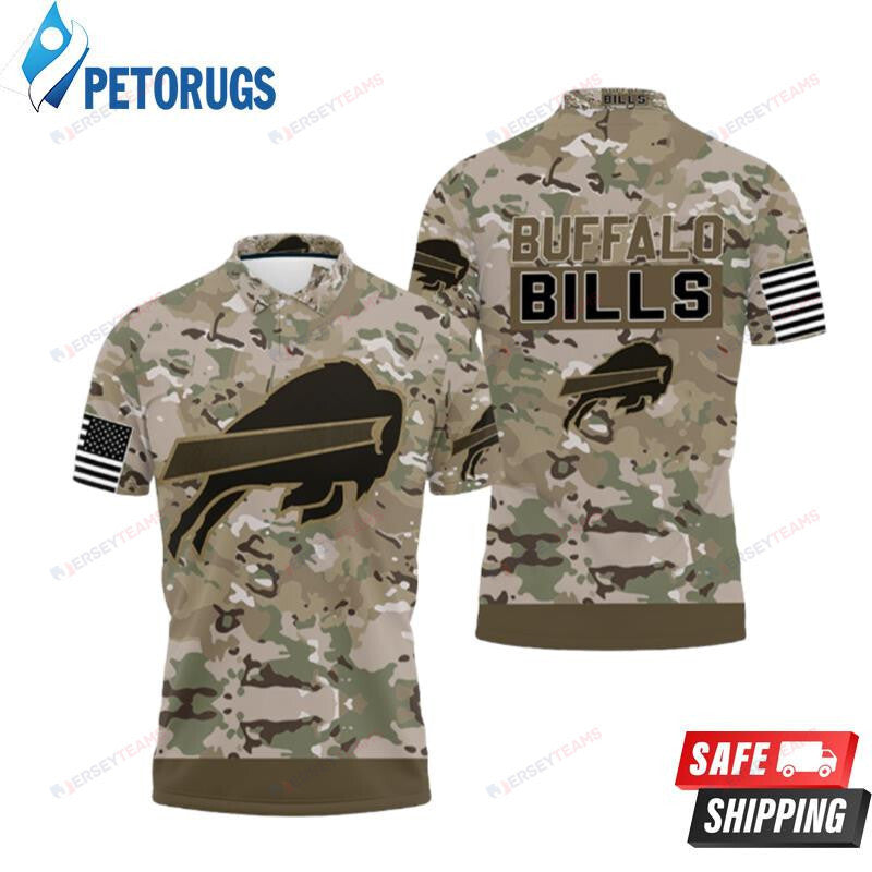 Buffalo Bills Camo Pattern Printed Polo Shirt
