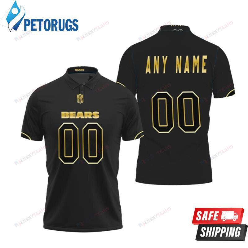 Chicago Bears American Football Black Golden Edition Vapor Limited Style Custom Name & Number Printed Polo Shirt