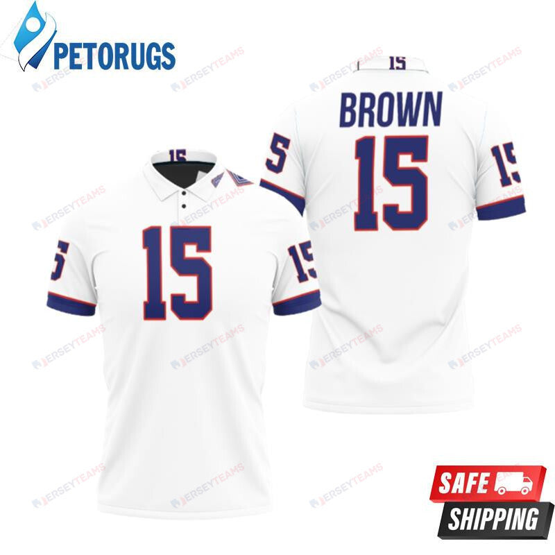 Buffalo Bills John Brown #15 Great Player American Football Team White Vintage Printed Polo Shirt