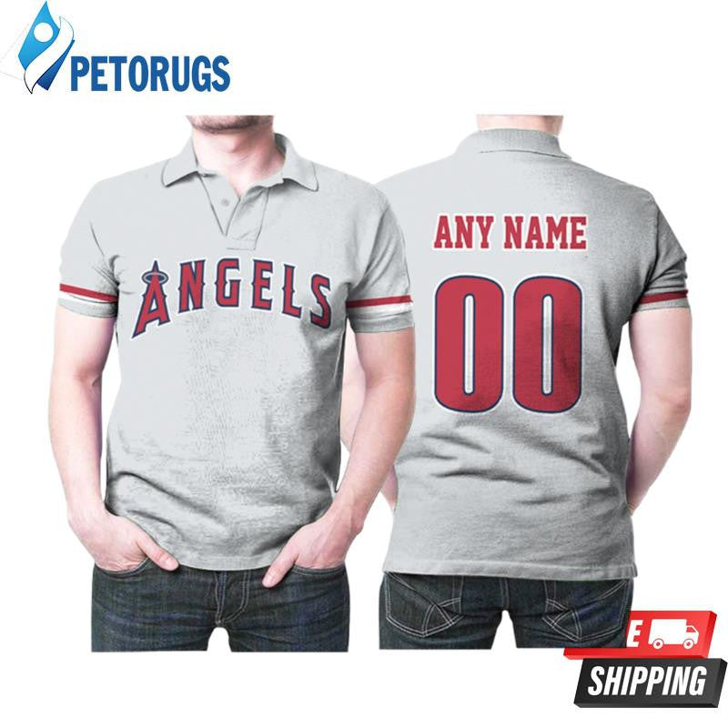 Los Angeles Angels 2020 Players Grey Inspired Style Custom Name & Number Printed Polo Shirt