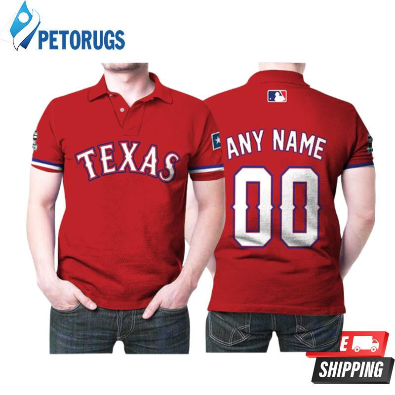 Texas Rangers 2020 Team Red Inspired Style Custom Name & Number Printed Polo Shirt