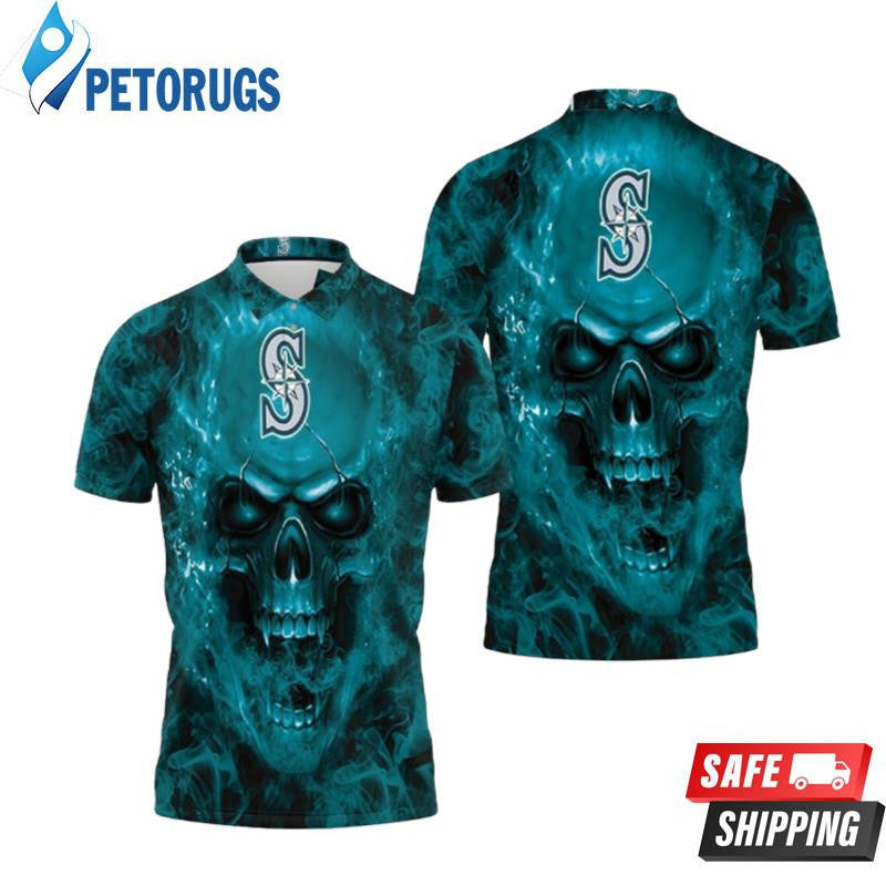Seattle Mariners Skull Printed Polo Shirt