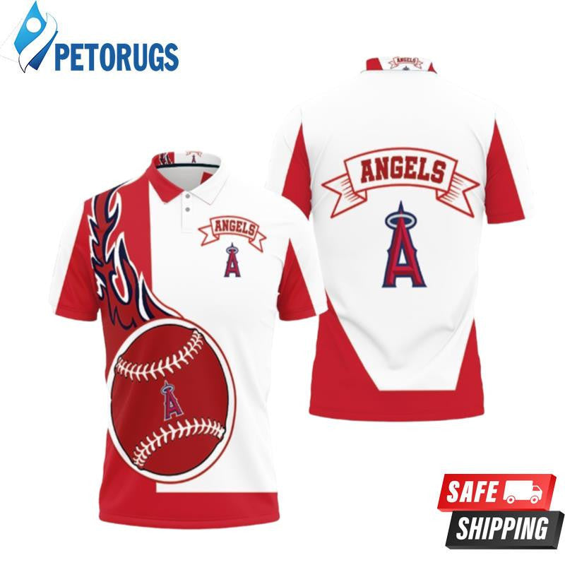 Los Angeles Angels Red And White Printed Polo Shirt