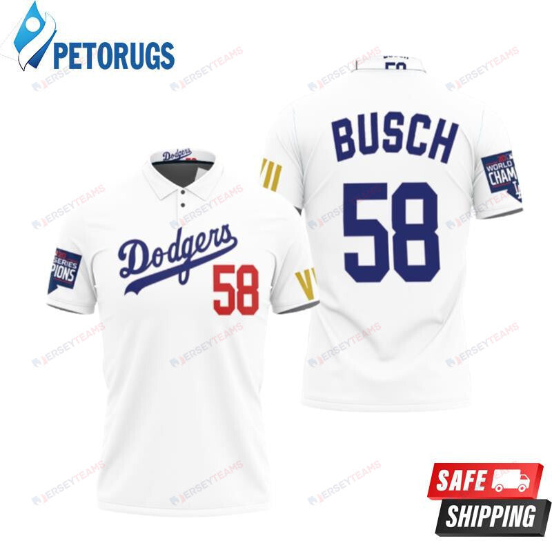 Los Angeles Dodgers Busch 58 2020 Championship Golden Edition White Inspired Style Printed Polo Shirt
