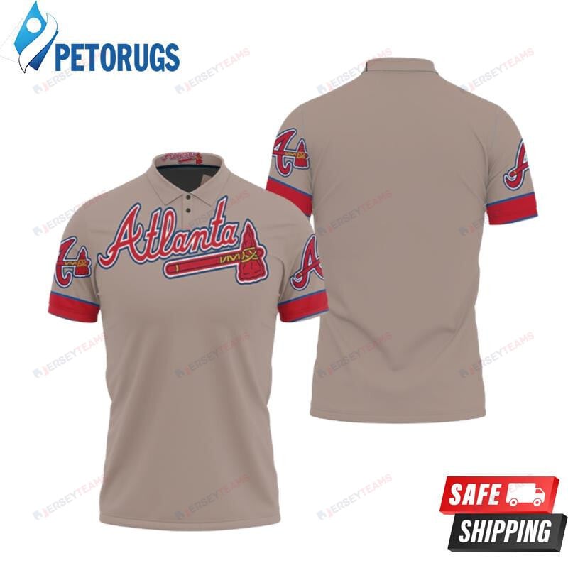 Atlanta Braves Grey Inspired Style Printed Polo Shirt