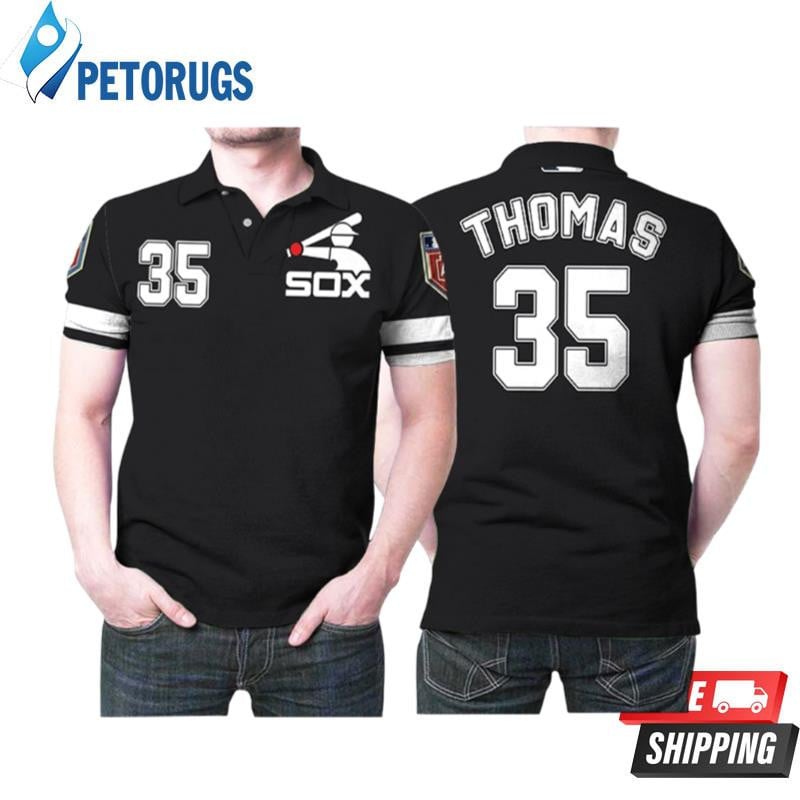 Chicago White Sox Frank Thomas #35 Great Player Majestic Spring Training Cool Printed Polo Shirt