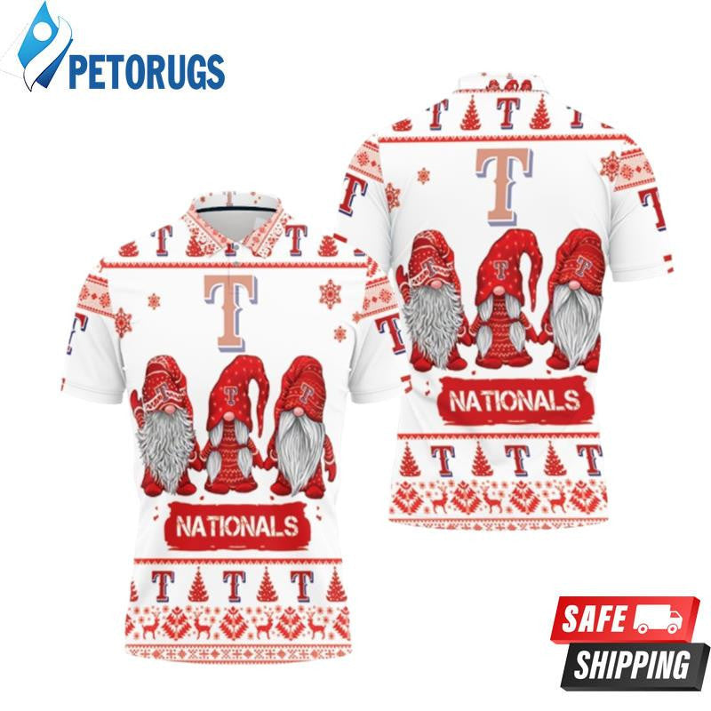 Christmas Gnomes Texas Rangers Ugly Sweat Printed Polo Shirt