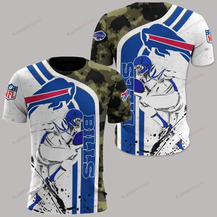 Buffalo Bills All Over Print T-Shirt - White Camo