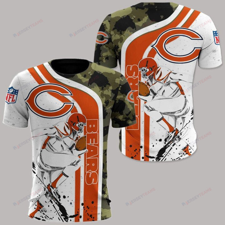 Chicago Bears All Over Print T-Shirt - Camo White Red