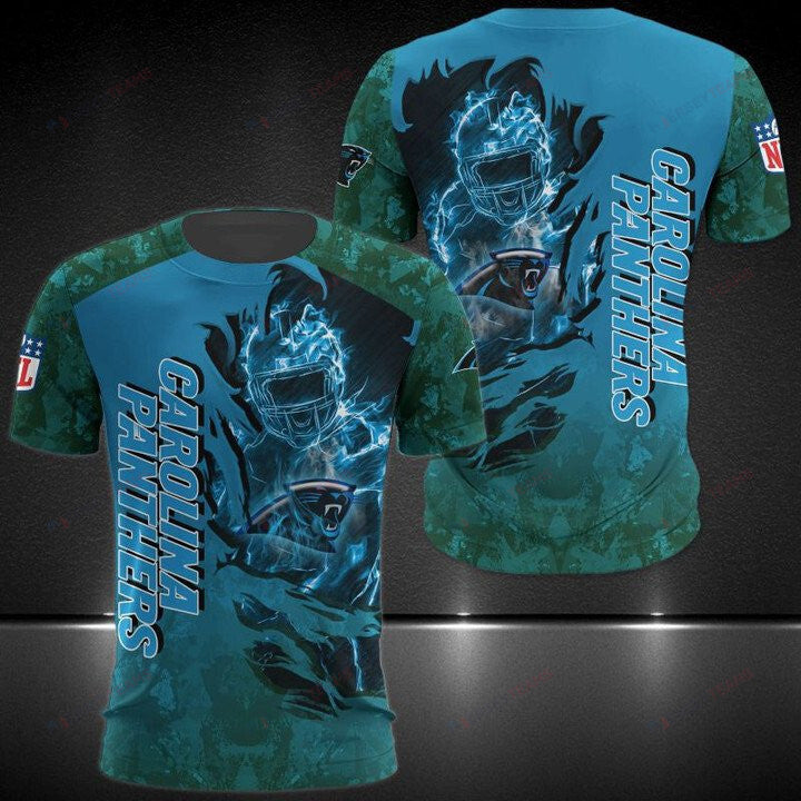 Carolina Panthers All Over Print T-Shirt - Blue Camo