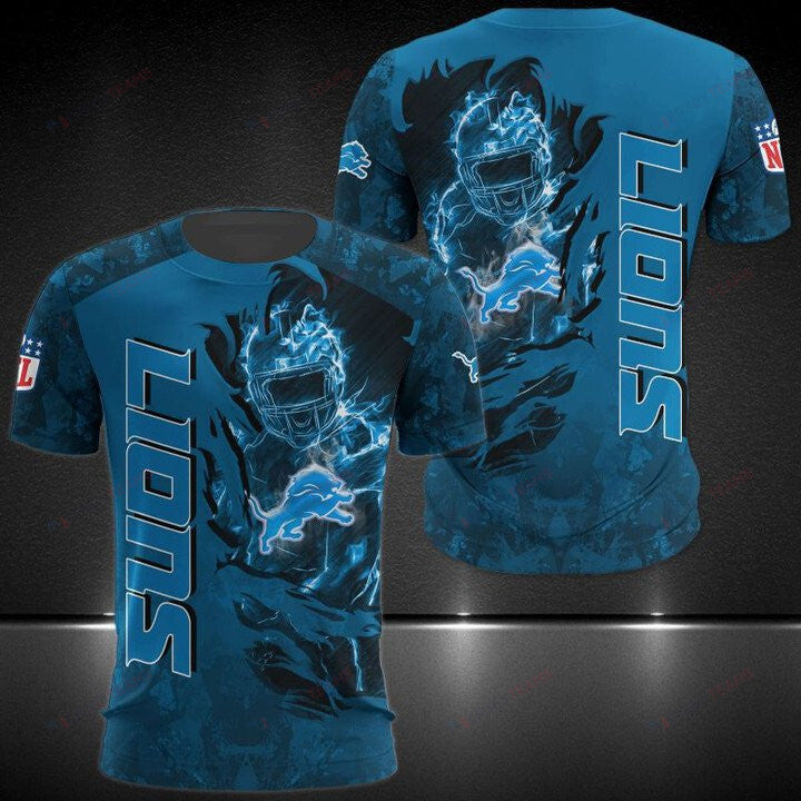 Detroit Lions All Over Print T-Shirt - Honolulu Blue Camo