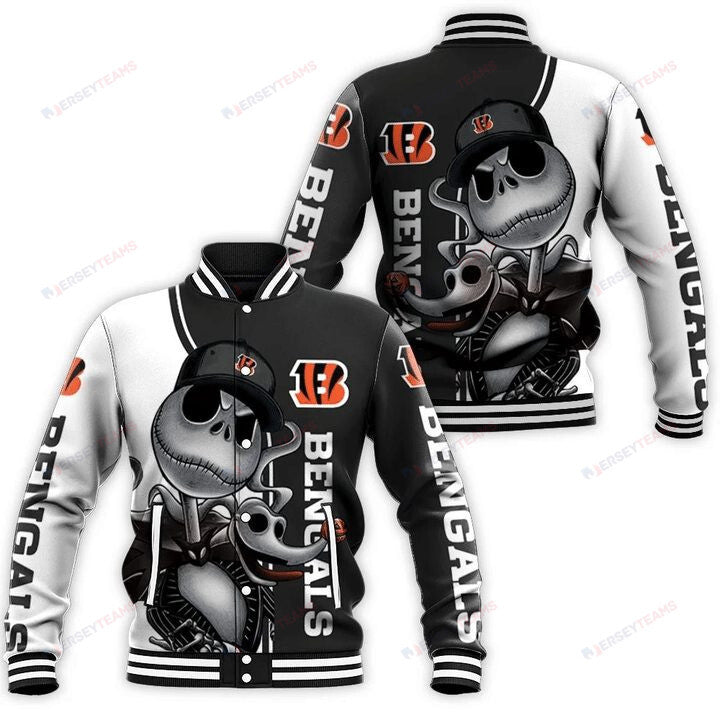 Cincinnati Bengals Jack Skellington - AOP Varsity Jacket - All-Over-Printed Jacket