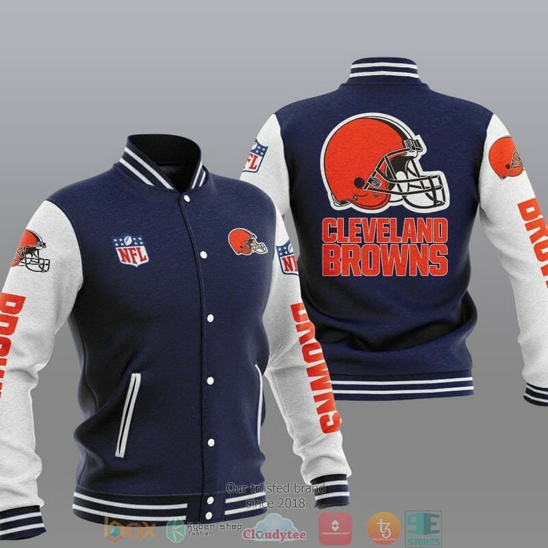 Cleveland Browns Navy Blue - AOP Varsity Jacket - All-Over-Printed Jacket