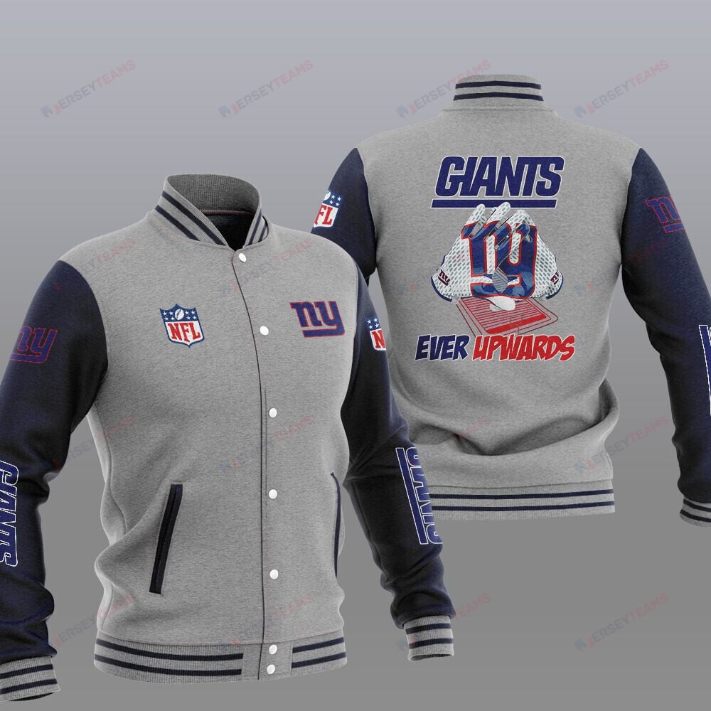 New York Giants Grey Ever Upwards - AOP Varsity Jacket - All-Over-Printed Jacket